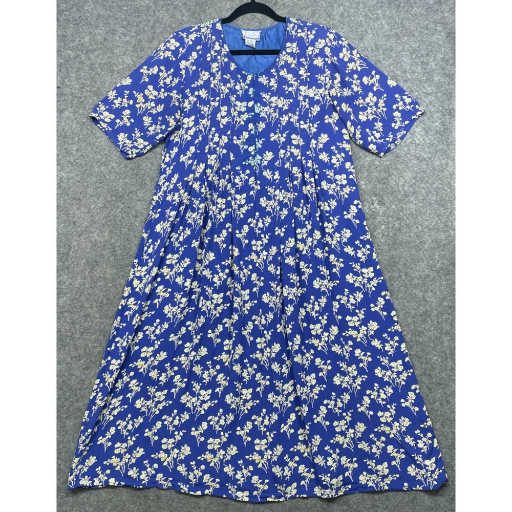 Vintage April Cornell Floral Dress Blue Purple Yellow Small Fairy Cottage Y2K
